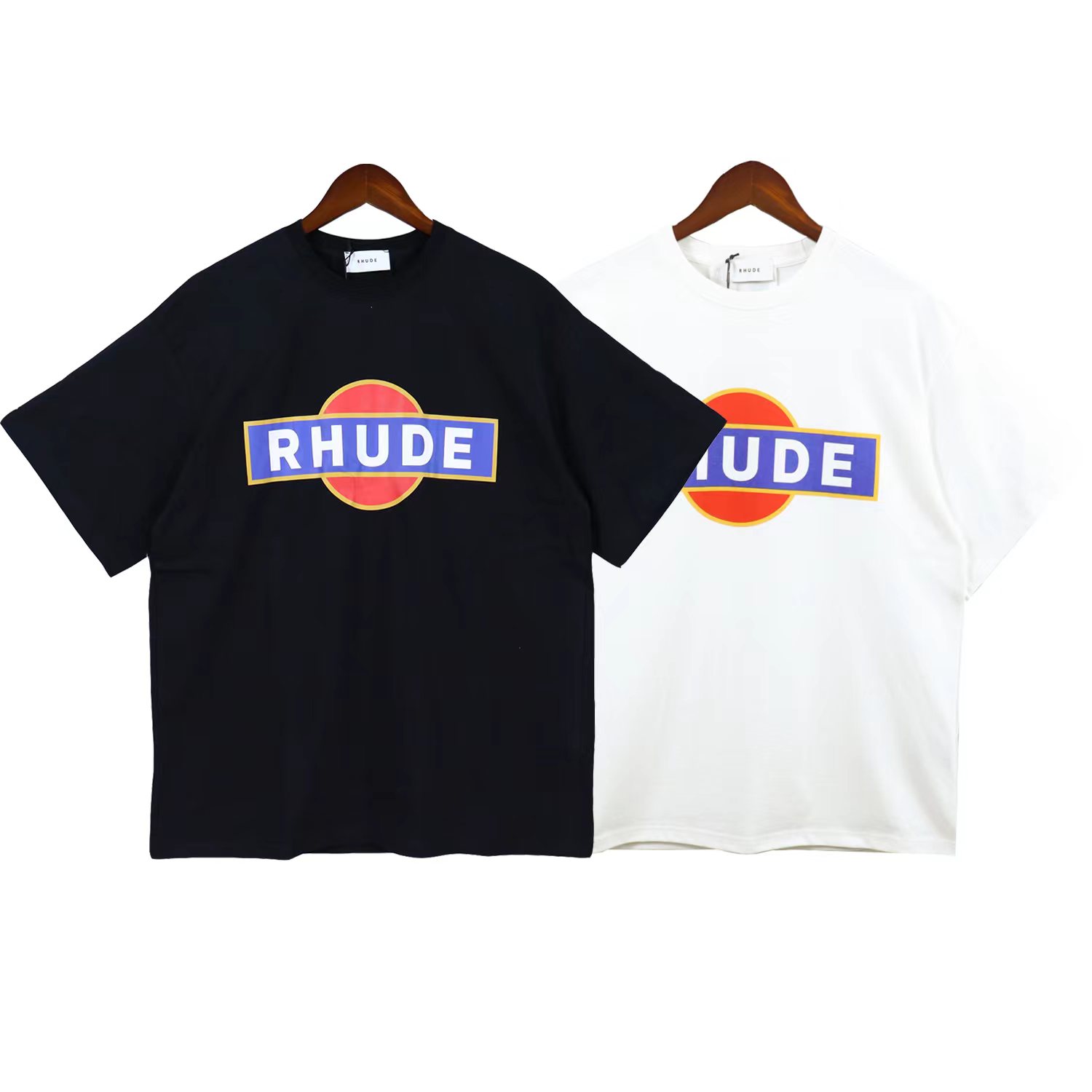 Best Replica Rhude Replica Simple letter logo round neck tee - Colareps