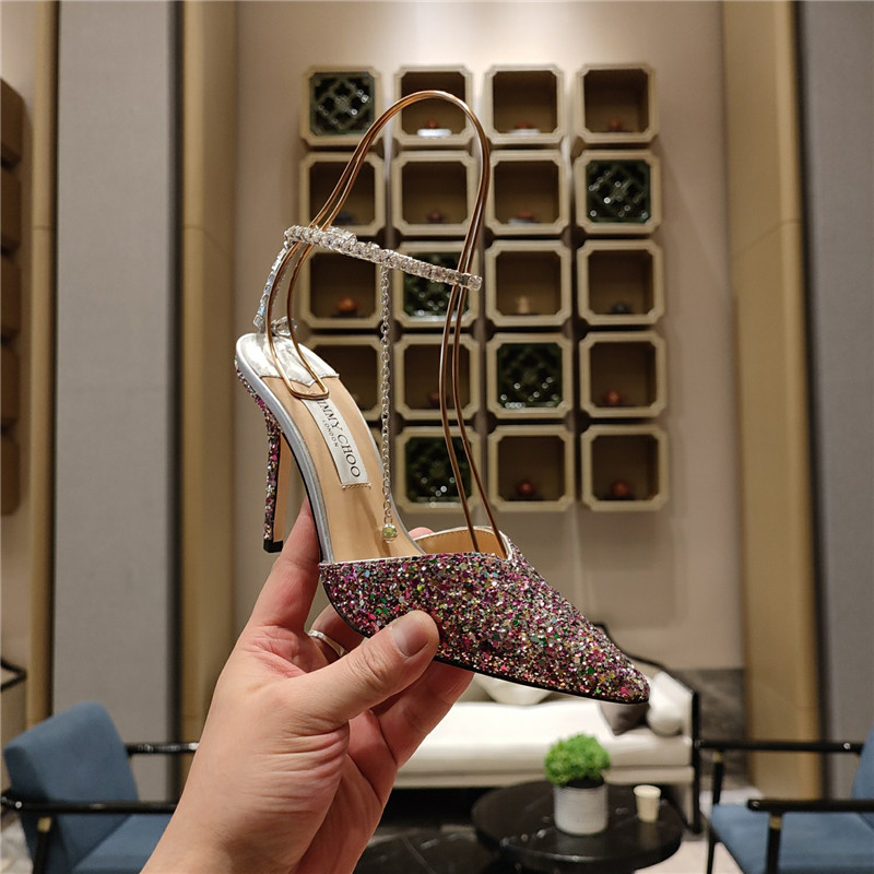 Best Replica Jimmy Choo Crystal Chain Heeled Sandals - Colareps