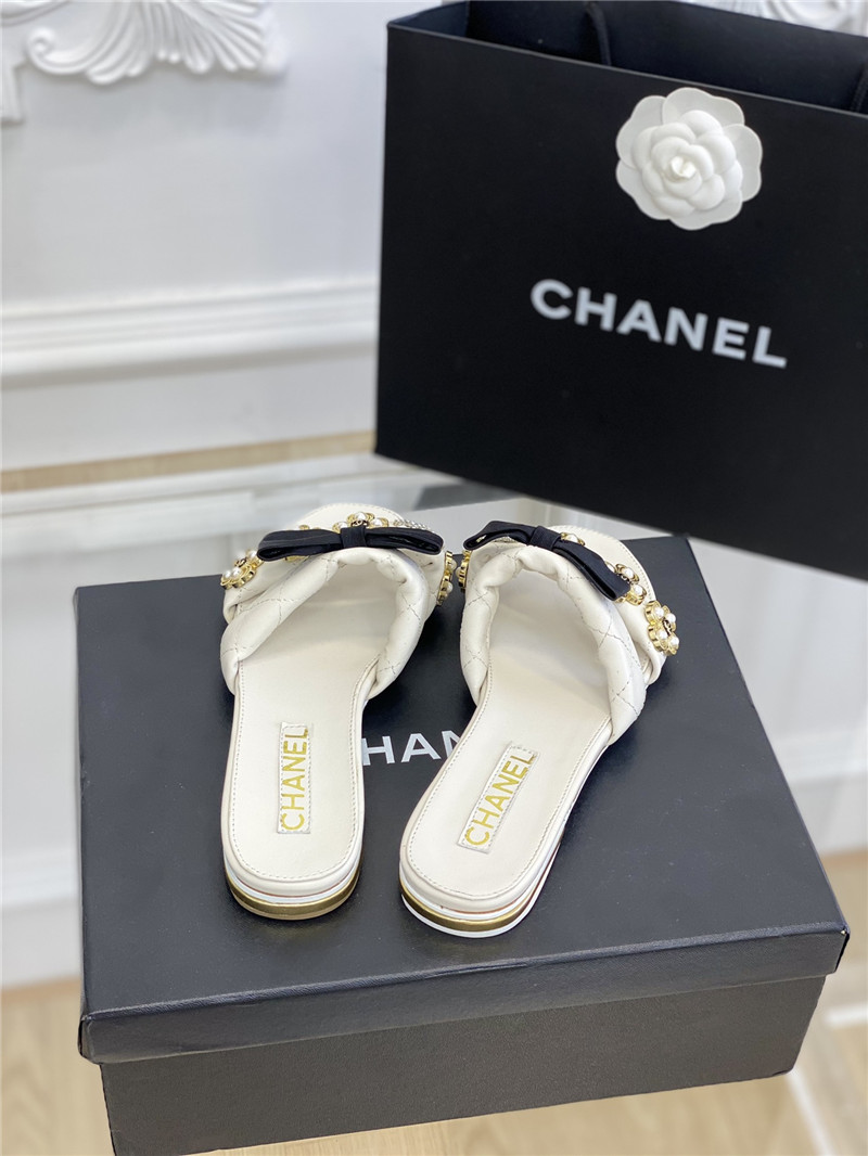 Best Replica Chanel new bowknot flower buckle slippers - Colareps