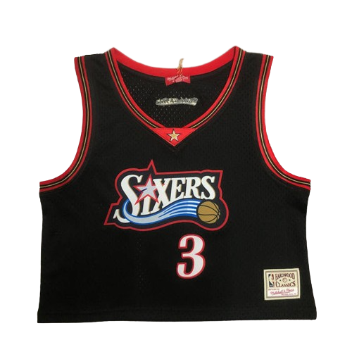 Best Replica ALLEN IVERSON PHILADELPHIA 76ERS WOMEN'S CROP TOP THROWBACK JERSEY - Colareps