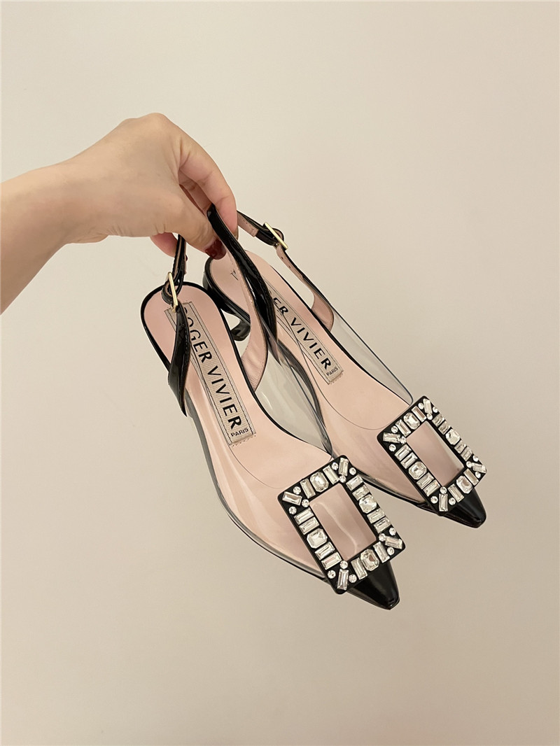 Best Replica Roger vivier new crystal buckle cat heel shoes - Colareps
