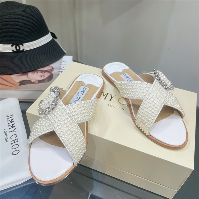 Best Replica jimmy choo pearl flat slippers - Colareps