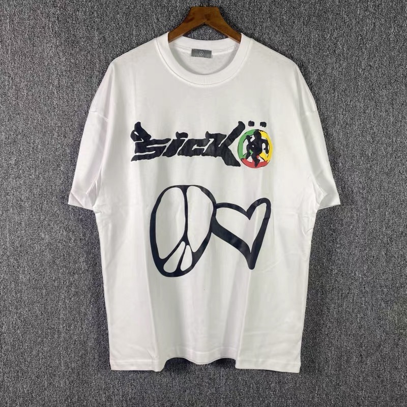 Best Replica Heart Letter Print Tee Black & White - Colareps