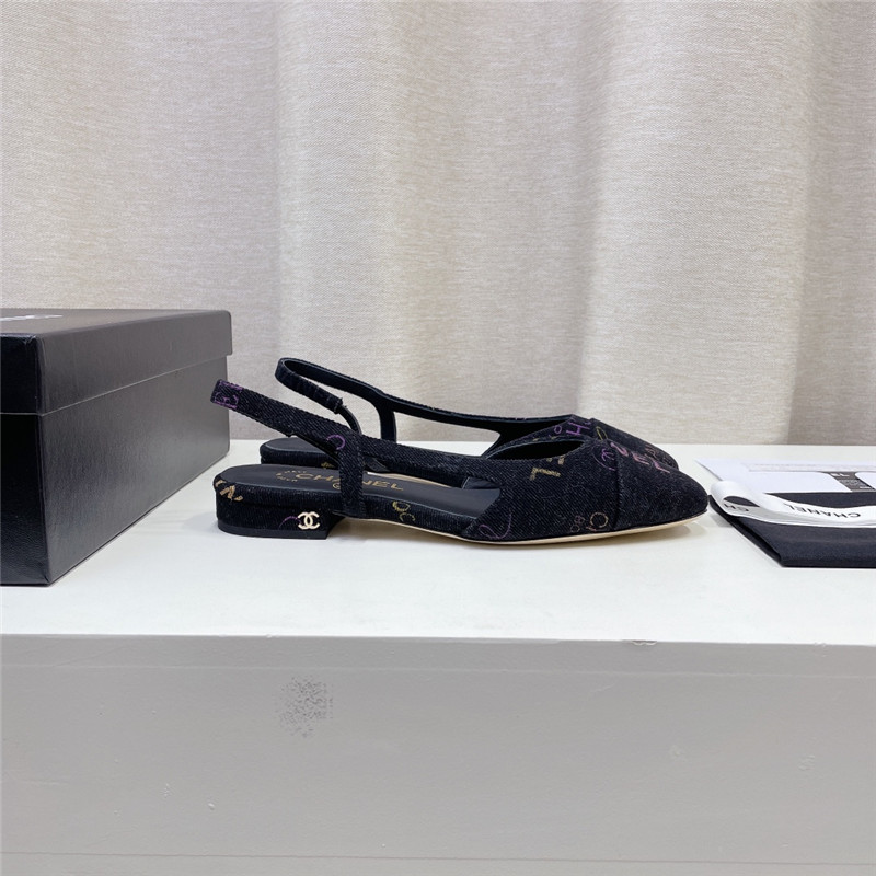 Best Replica chanel chunky heel flat graffiti sandals - Colareps