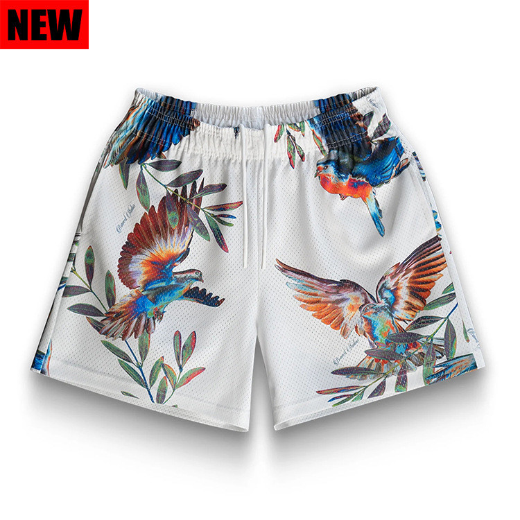 Best Replica Spring Bird Scene Print Shorts 2 colors - Colareps