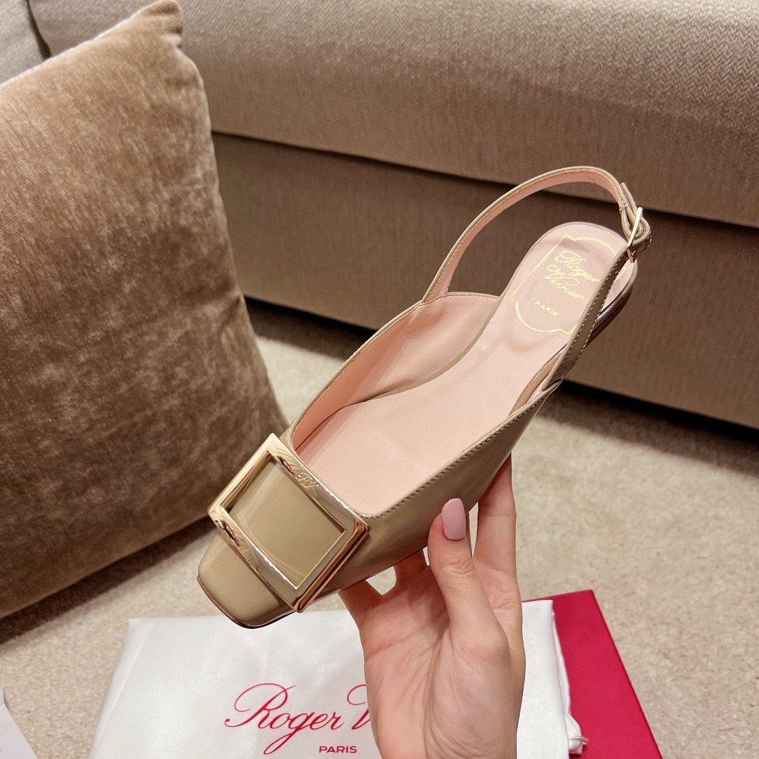 Best Replica Roger vivier Dupes square buckle chunky heel back sandals - Colareps