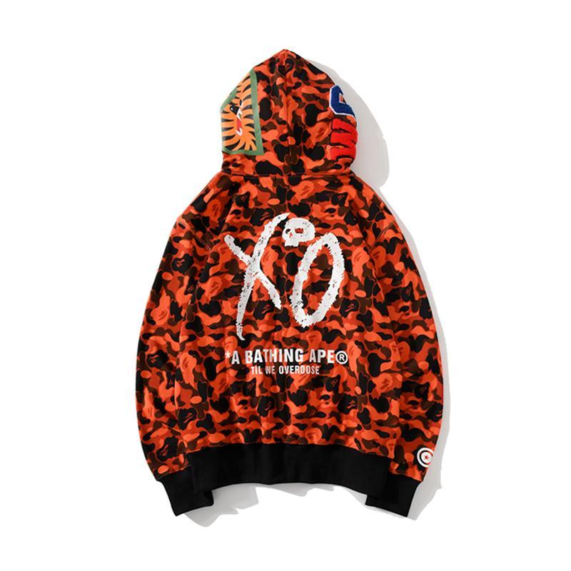 Best Replica Bape Shark Full Zip Hoodie Camo Orange - Colareps