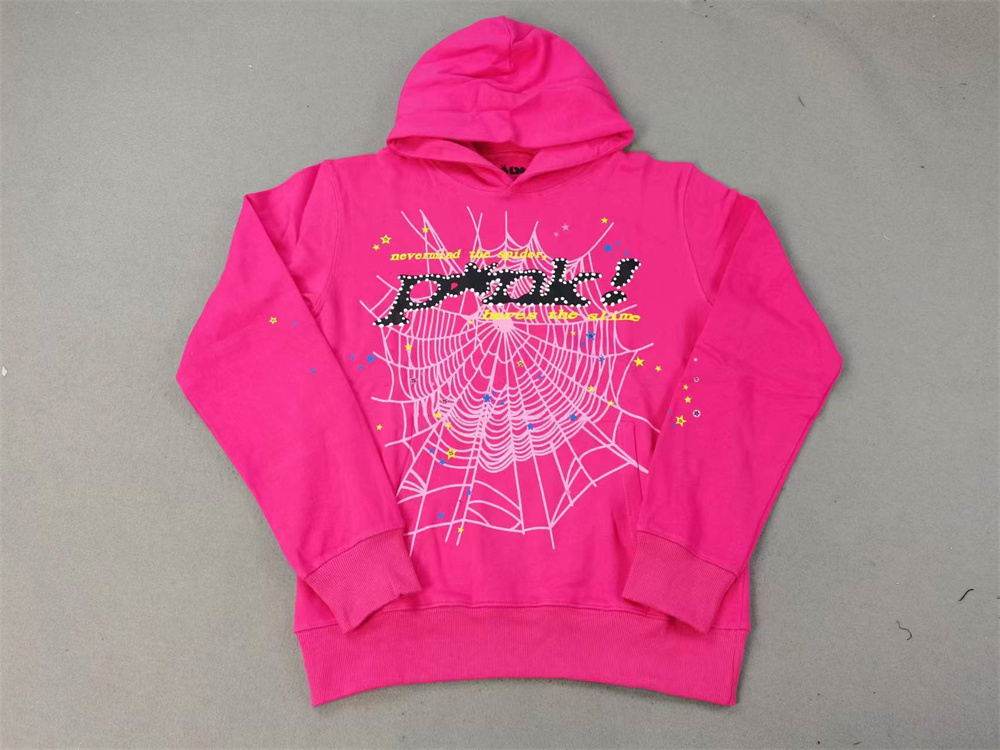 Best Replica Young Thug Sp5der-Pink hoodie with white dots and black letters - Colareps