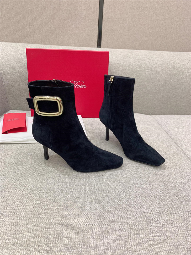 Best Replica roger vivier Dupes square buckle high heel ankle boots - Colareps