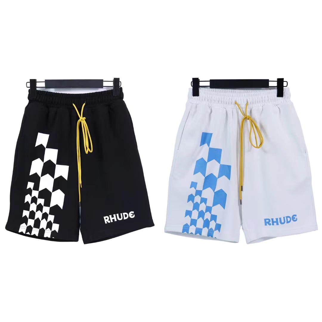 Best Replica Checkerboard letter print drawstring men's shorts - Colareps