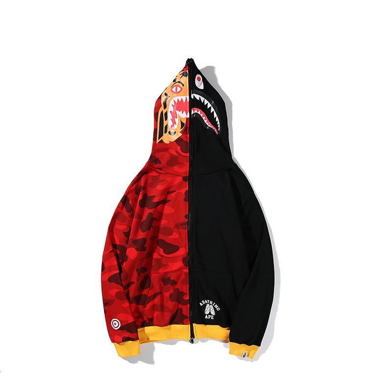 Best Replica BAPE Color Camo Tiger Shark Full Zip Hoodie - Colareps