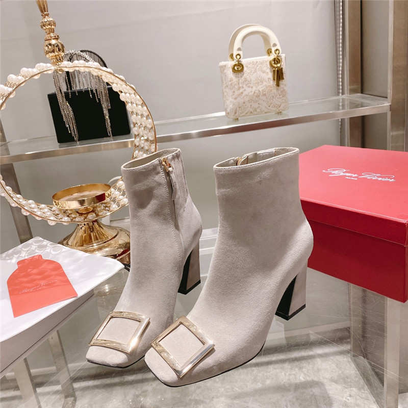 Best Replica roger vivier metal square buckle ankle boots - Colareps
