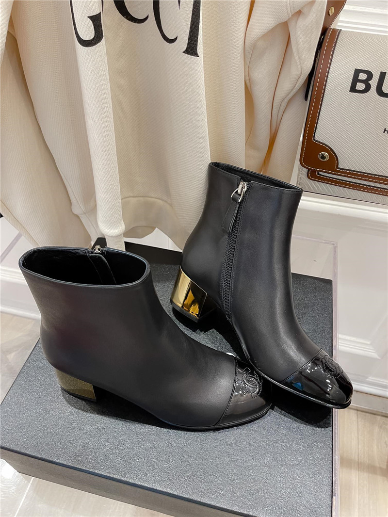 Best Replica chanel metal heel top ankle boots - Colareps
