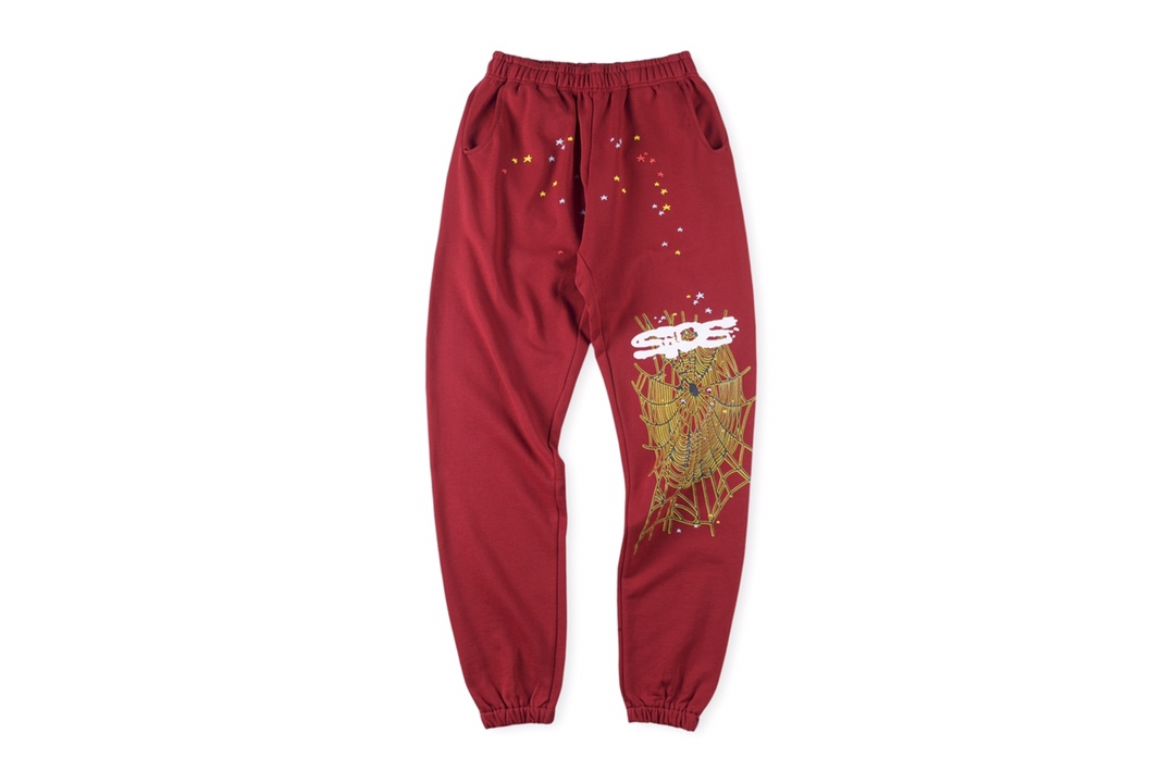 Best Replica Stamping spider web starburst big red foam printed sweatpants - Colareps