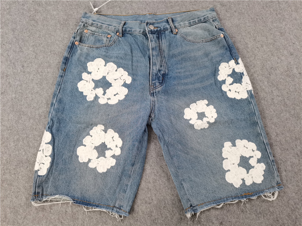 Best Replica Replica Denim Tears Kapok embroidered denim shorts - Colareps