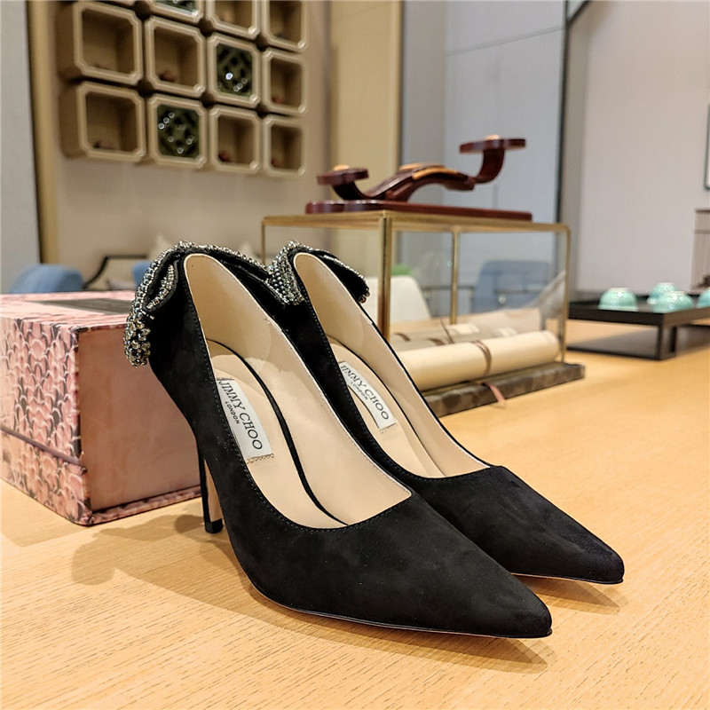 Best Replica jimmy choo bow heels dupe Pearl Crystal Bow Diamond Shoes - Colareps