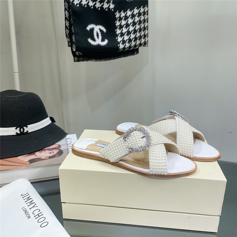 Best Replica jimmy choo pearl flat slippers - Colareps