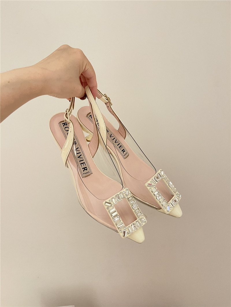 Best Replica Roger vivier new crystal buckle cat heel shoes - Colareps