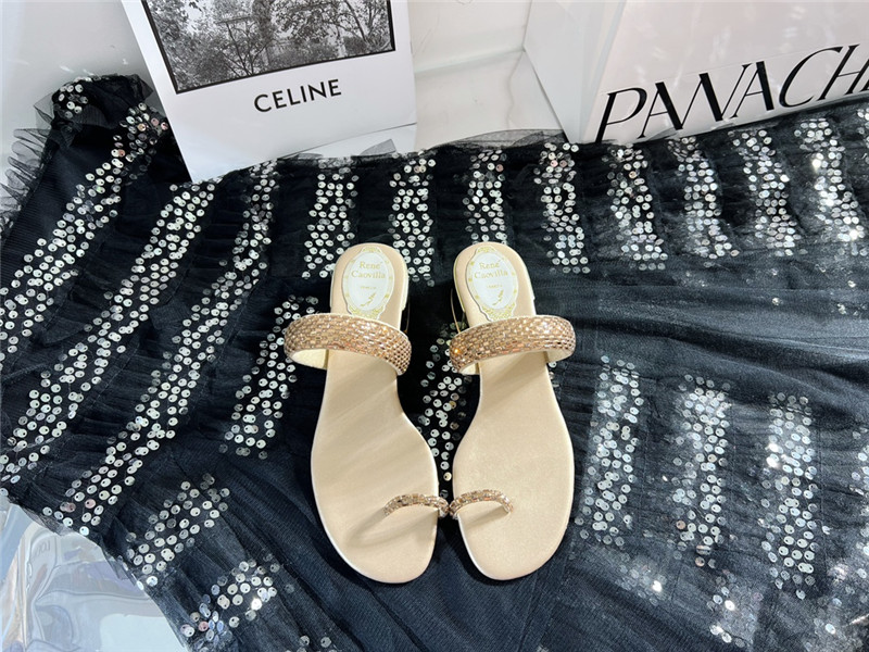 Best Replica Rene Caovilla Heels Dupe low heel flat flip flop sandals - Colareps