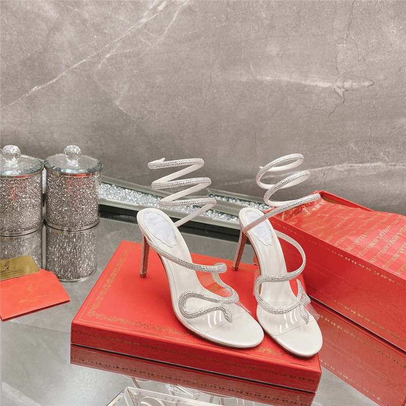 Best Replica Rene Caovilla Heels Dupe snake crystal high heel sandals - Colareps