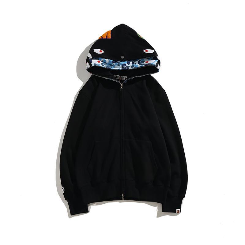 Best Replica Bape Full Zip Shark Black Hoodie - Colareps