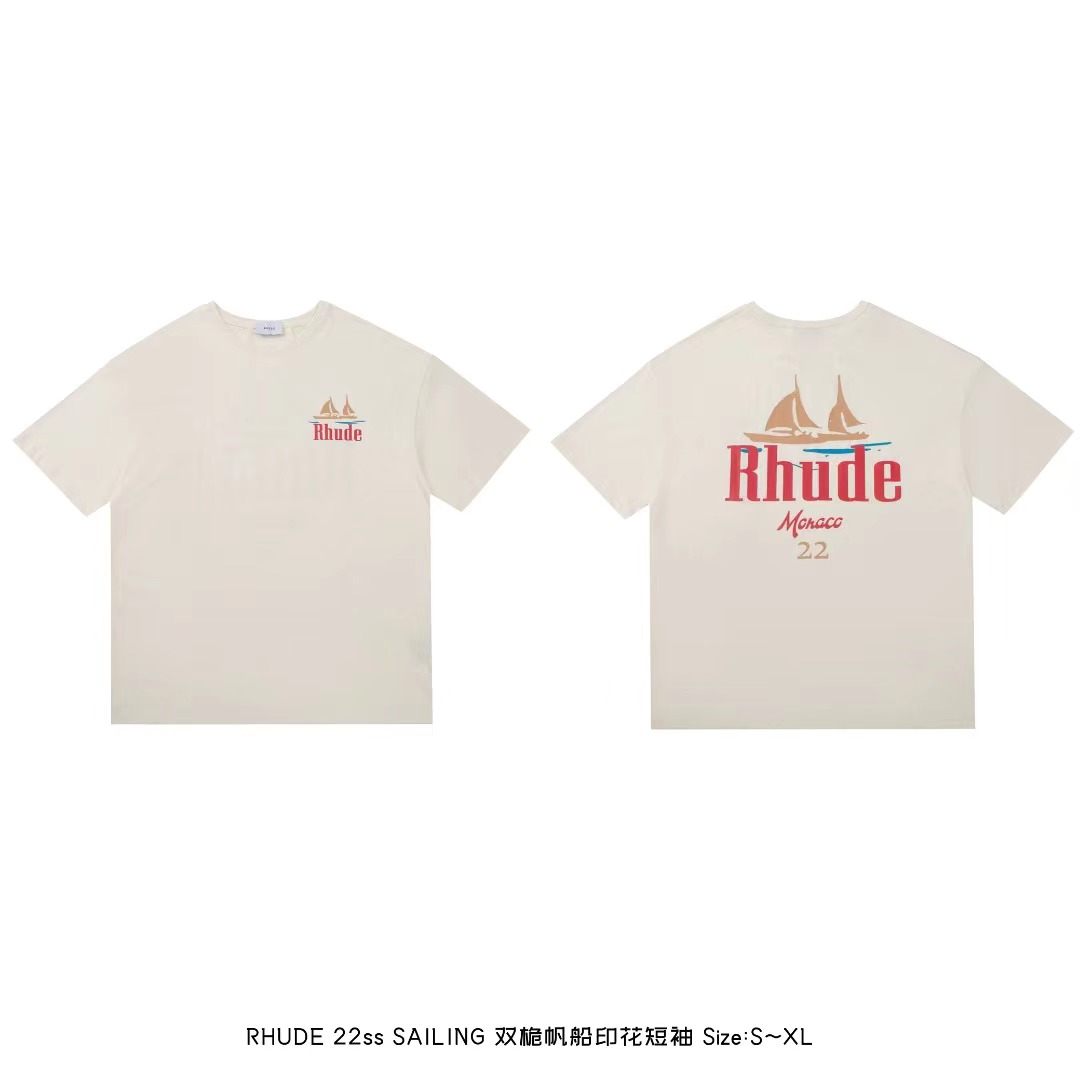 Best Replica Rhude Replica Double gardenia sailboat print tee - Colareps