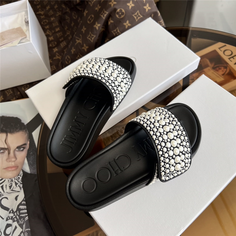 Best Replica Jimmy Choo FITZ pearl slides - Colareps