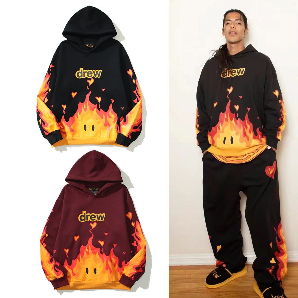 Best Replica Drew House Fire Hoodie Black - Colareps