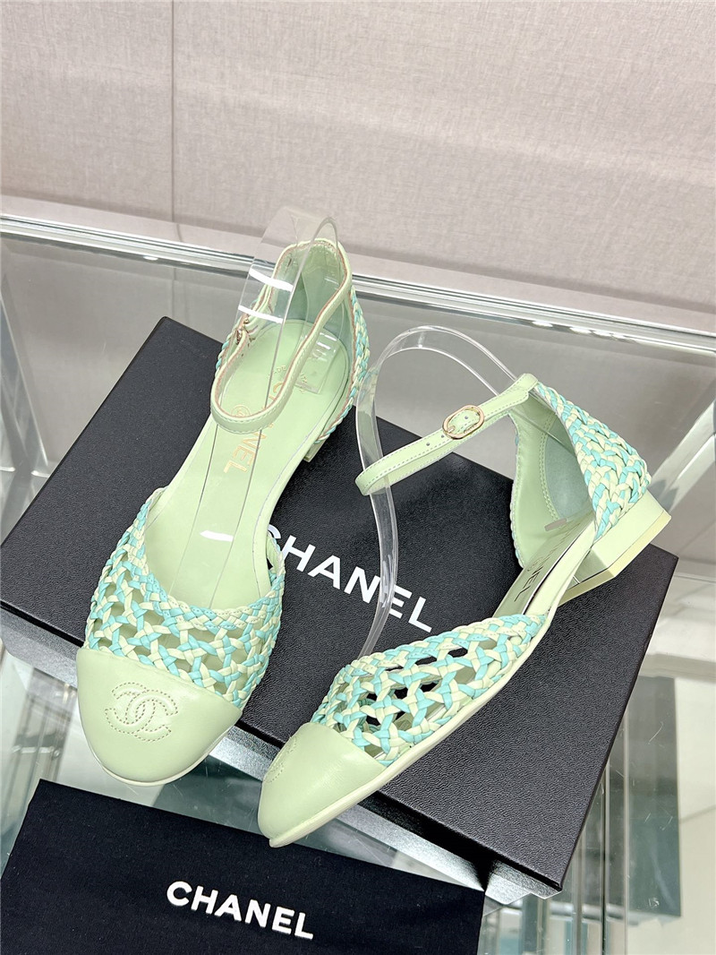 Best Replica Chanel Mary Jane hollow woven sandals - Colareps