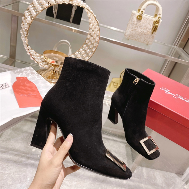 Best Replica roger vivier metal square buckle ankle boots - Colareps