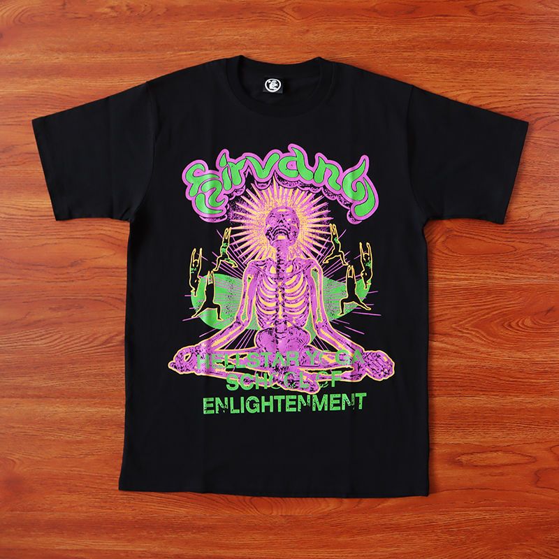 Best Replica 1:1 quality version Pink skeleton Beauty plate leg print tee 2 colors - Colareps