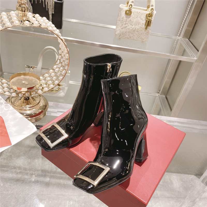 Best Replica roger vivier metal square buckle ankle boots - Colareps