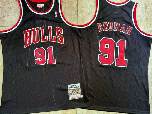 Best Replica DENNIS RODMAN CHICAGO BULLS BLACK THROWBACK JERSEY - Colareps