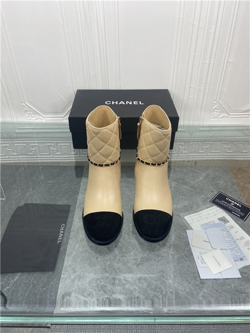 Best Replica chanel chain thick heel ankle boots - Colareps