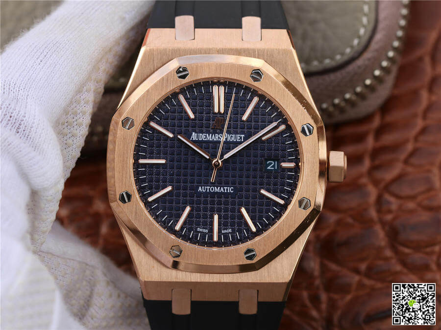 Best Replica Replica Audemars Piguet Royal Oak 15400 1:1 Best Edition Rose Gold Blue Dial - Colareps