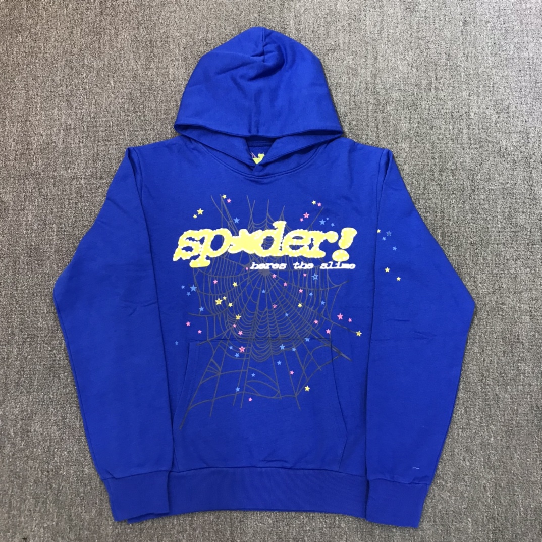 Best Replica Yellow Letter Star Spiderweb Print Hoodie - Colareps