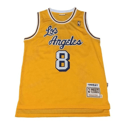 Best Replica KOBE BRYANT #8 LOS ANGELES LAKERS YELLOW THROWBACK JERSEY - Colareps