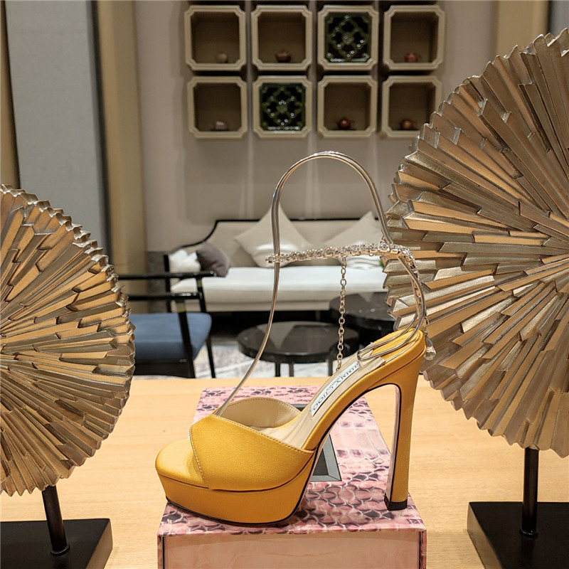 Best Replica Jimmy Choo Crystal Chain Heeled Platform Sandals - Colareps