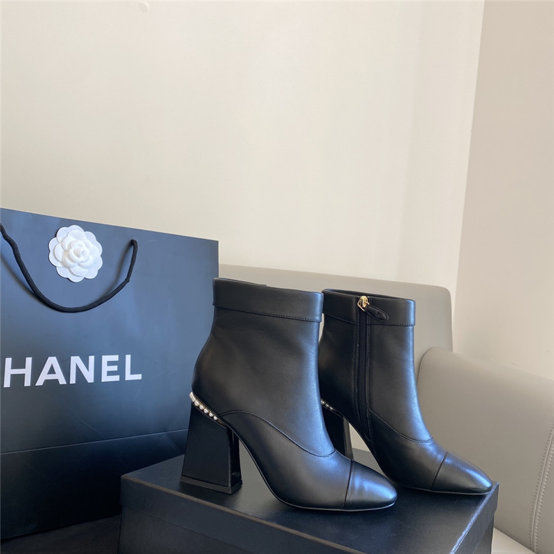Best Replica chanel pearl heel ankle boots - Colareps