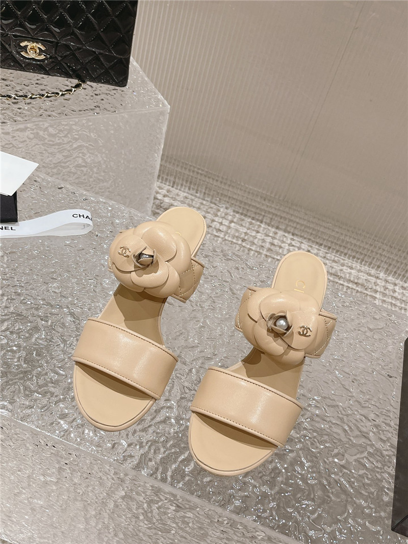 Best Replica chanel chunky heel camellia sandals - Colareps