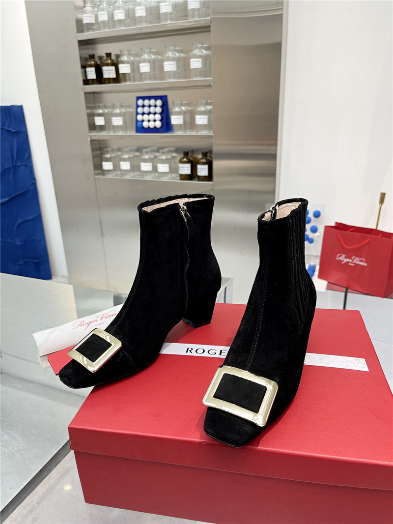 Best Replica roger vivier metal square buckle ankle boots - Colareps