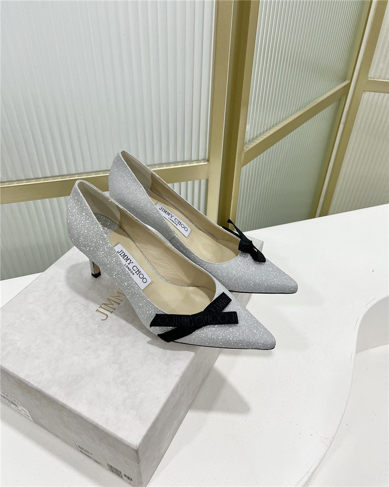 Best Replica Jimmy Choo new logo print webbing square toe flat shoes - Colareps