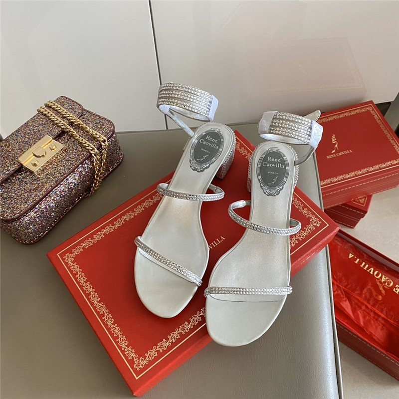 Best Replica Rene Caovilla Satin Snake-coil Sandals Silver - Colareps