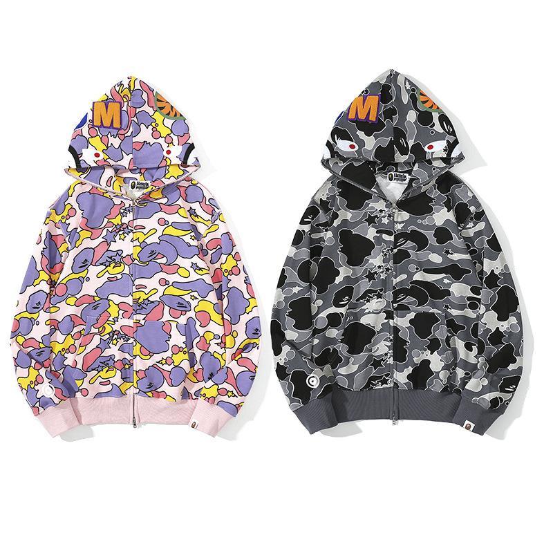 Best Replica Bape Shark Hoodies 21SS Multi color Full Zipper Sweatshirts - Colareps