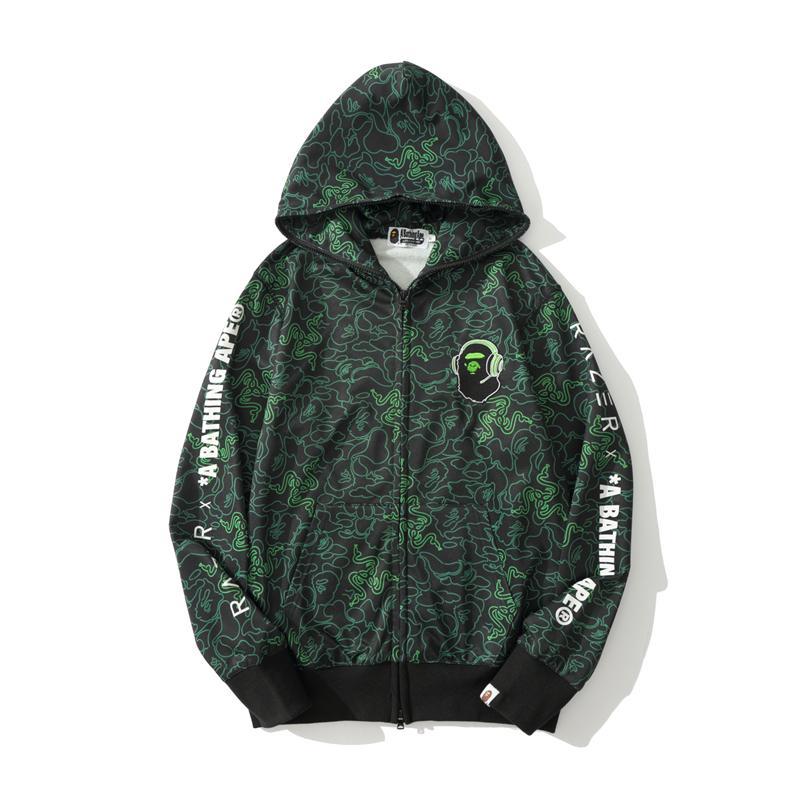 Best Replica Bape x RAZER Hoodie Camo Green - Colareps