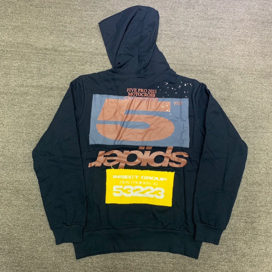 Best Replica Dark blue hoodie with red lettering print - Colareps