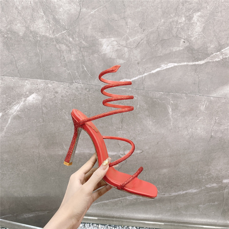 Best Replica Rene Caovilla Dupe R C diagonal strap rhinestone inlaid sandals - Colareps