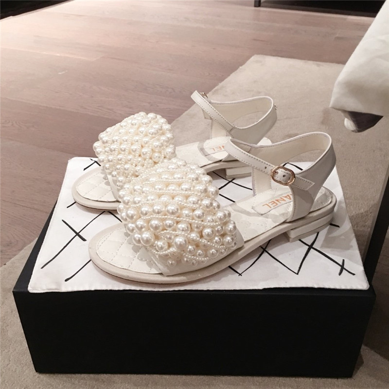 Best Replica chanel pearls sandals white - Colareps