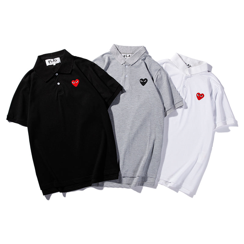 Best Replica Play CDG Embroidered Heart Polo Shirt - Colareps