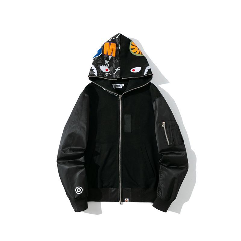 Best Replica Bape Shark Jacket Hoodie Black Grey - Colareps